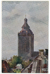 26191 Gezicht uit het zuiden op de toren van de Buurkerk te Utrecht vanaf een hoog standpunt (mogelijk de fabriek van ...